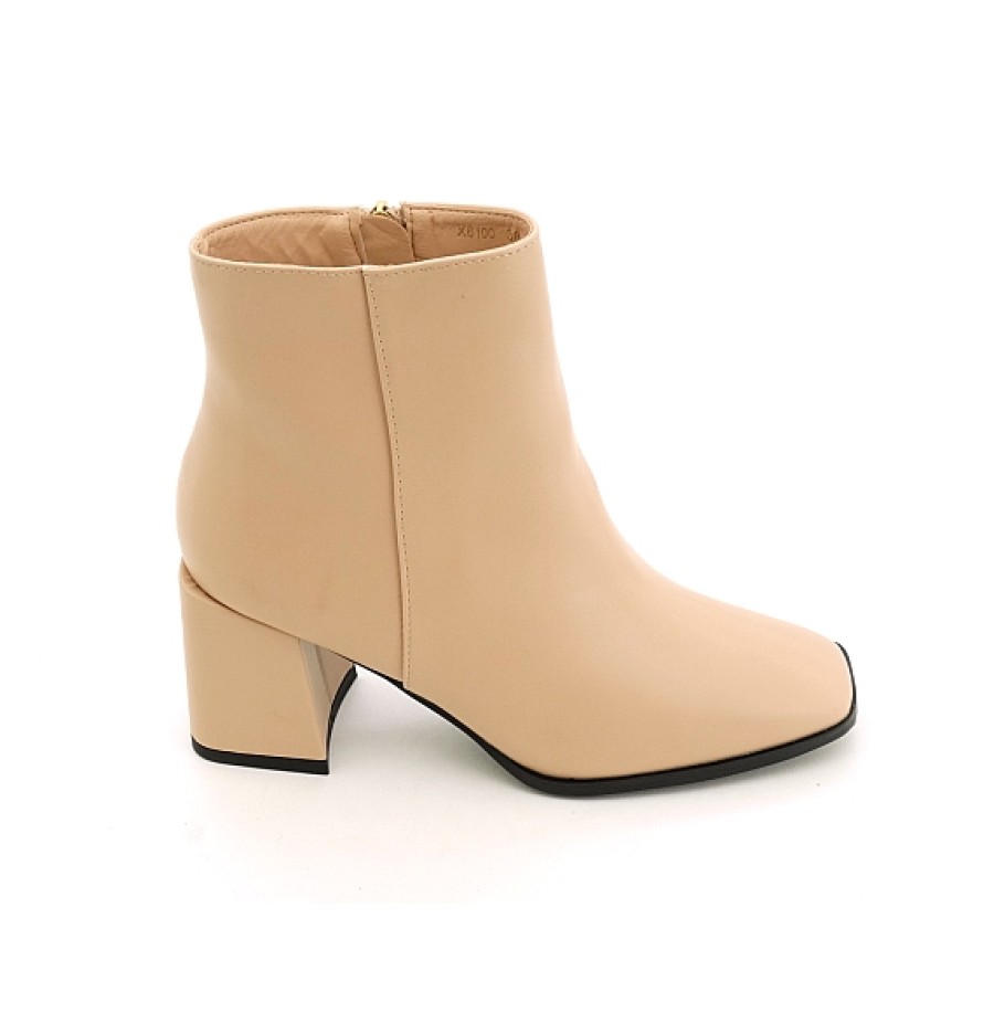 Mujer MIA ROCK | Beig Botin Liso Horma Cuadrada Y Tacon Ancho