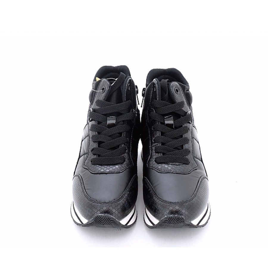 Mujer D'ANGELA | Negra Zapatilla Deportiva Cordones Abotinada