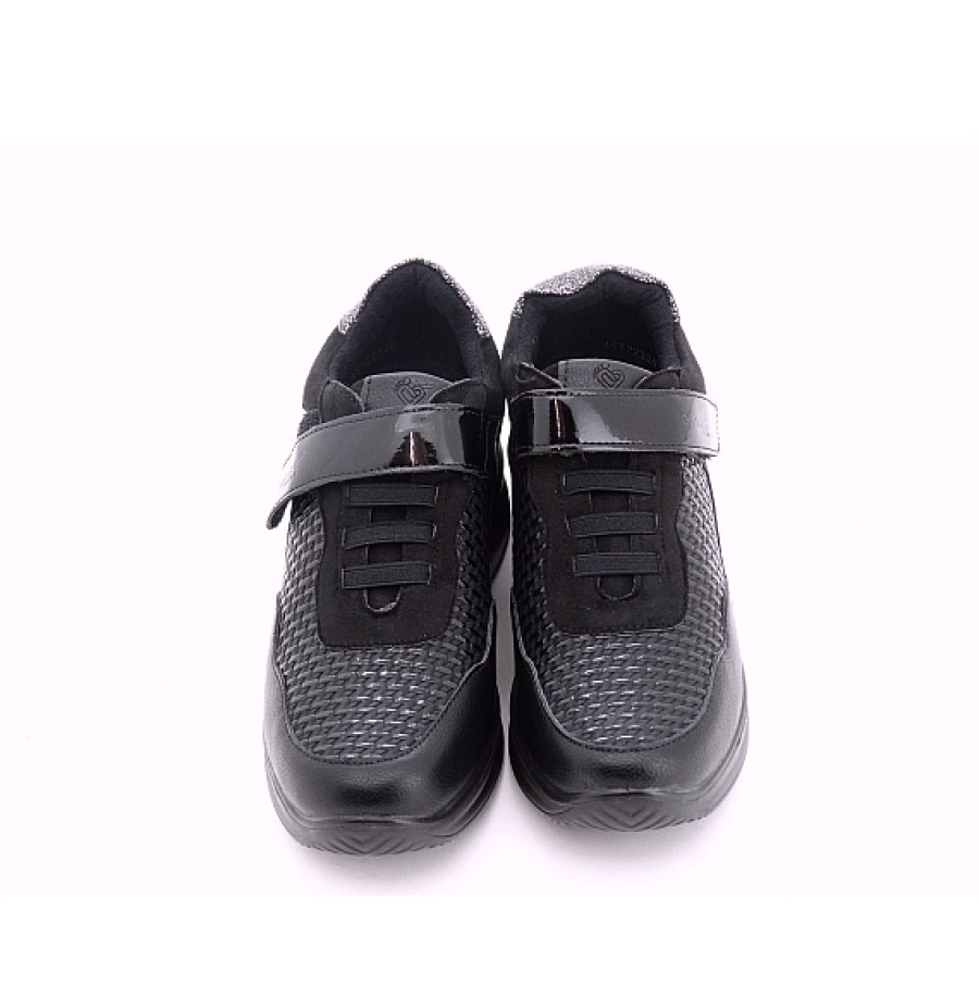 Mujer AMARPIES | Negro Zapato Deportivo Cuna Con Elasticos Y Velcro