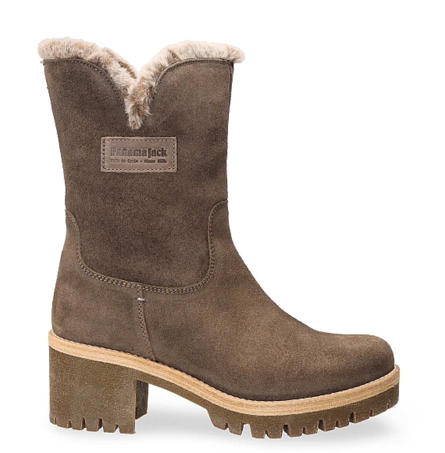 Mujer PANAMA JACK | Bota 1/2 Cana Con Tacon Piel Velour Forro Pelo Prim Panama Jack
