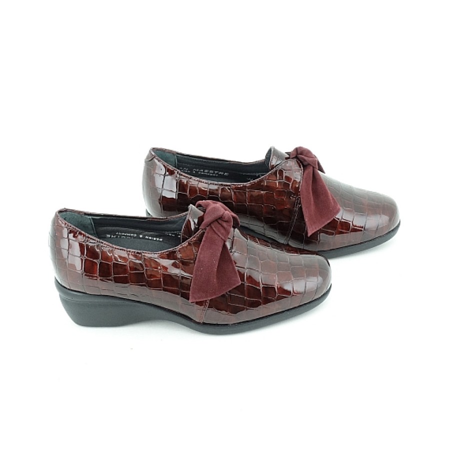 Mujer JUAN MAESTRE | Zapato Cerrado Charol Coco Lazo Nudo - Ancho Y Plantilla