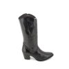 Mujer ROBERTA CELLI | Negra Piel Bota Campera Pespuntes Cremallera