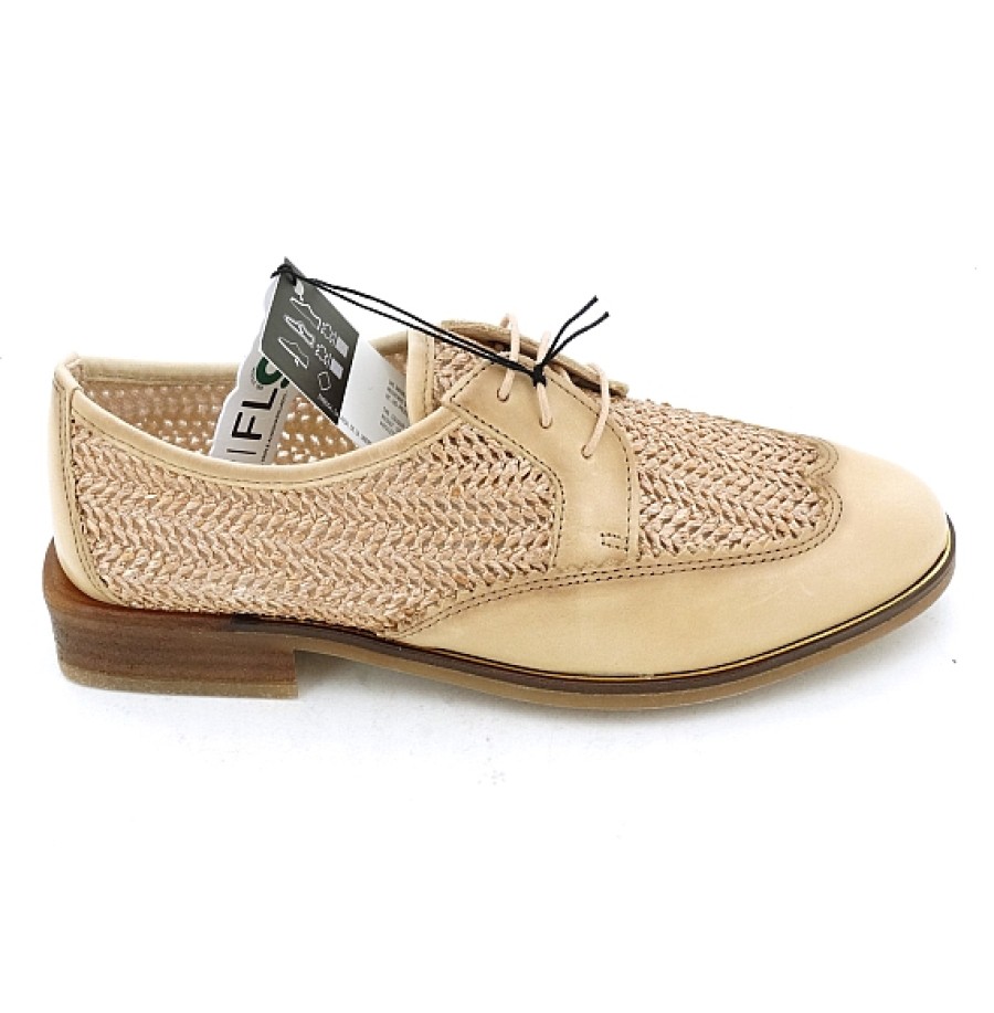 Mujer HISPANITAS | Zapato Cordones Piel Y Rafia Londres Hispanitas