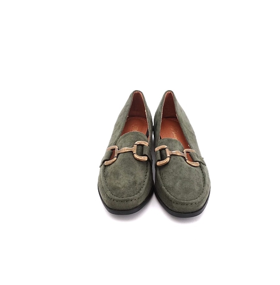 Mujer DAVINIA | Kaki Mocasin Plano Herraje