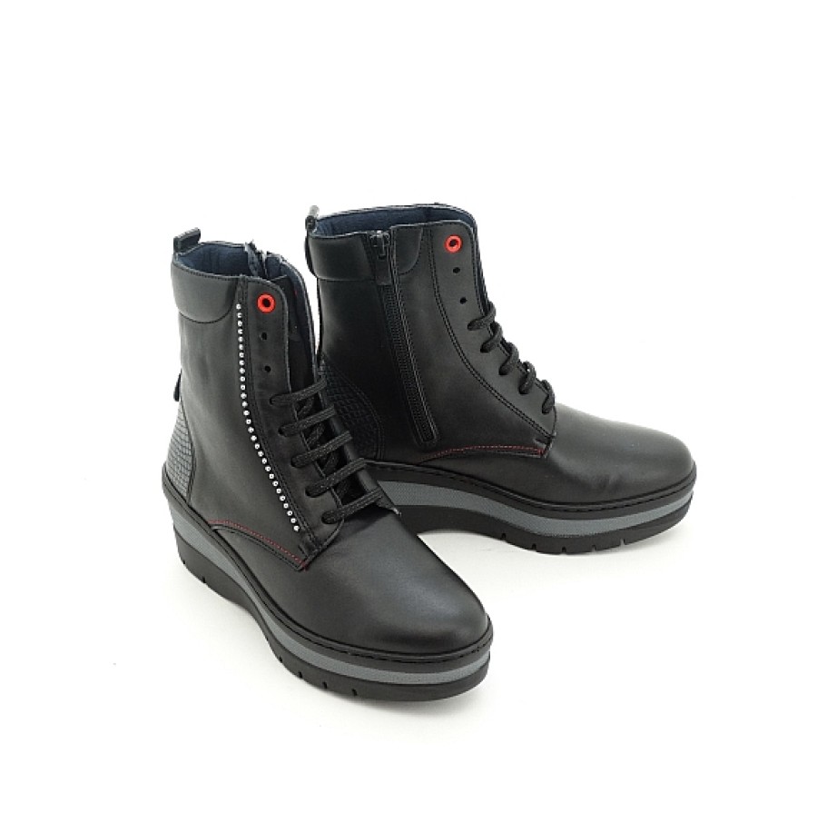 Mujer NOTTON | Bota Piel Cordones Con Plataforma Y Cordones