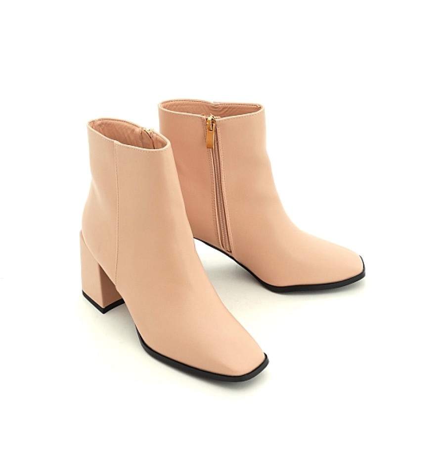 Mujer MIA ROCK | Beig Botin Liso Horma Cuadrada Y Tacon Ancho