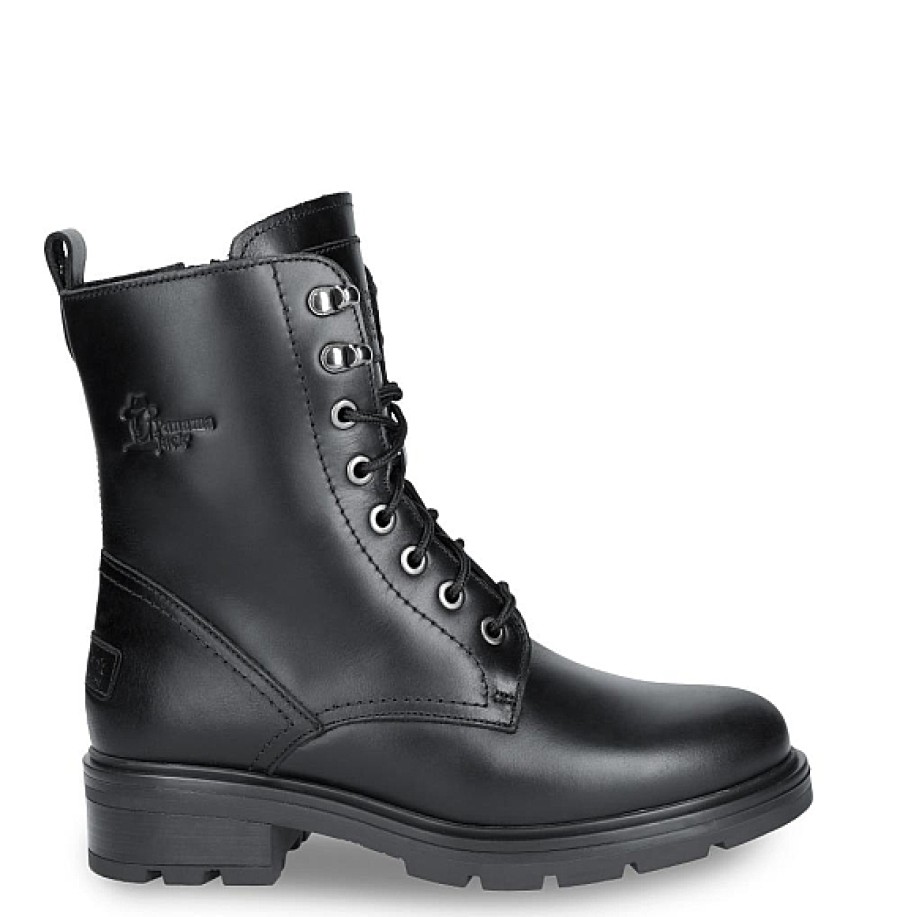 Mujer PANAMA JACK | Bota Negra De Piel Con Cordones Lilian Panama Jack