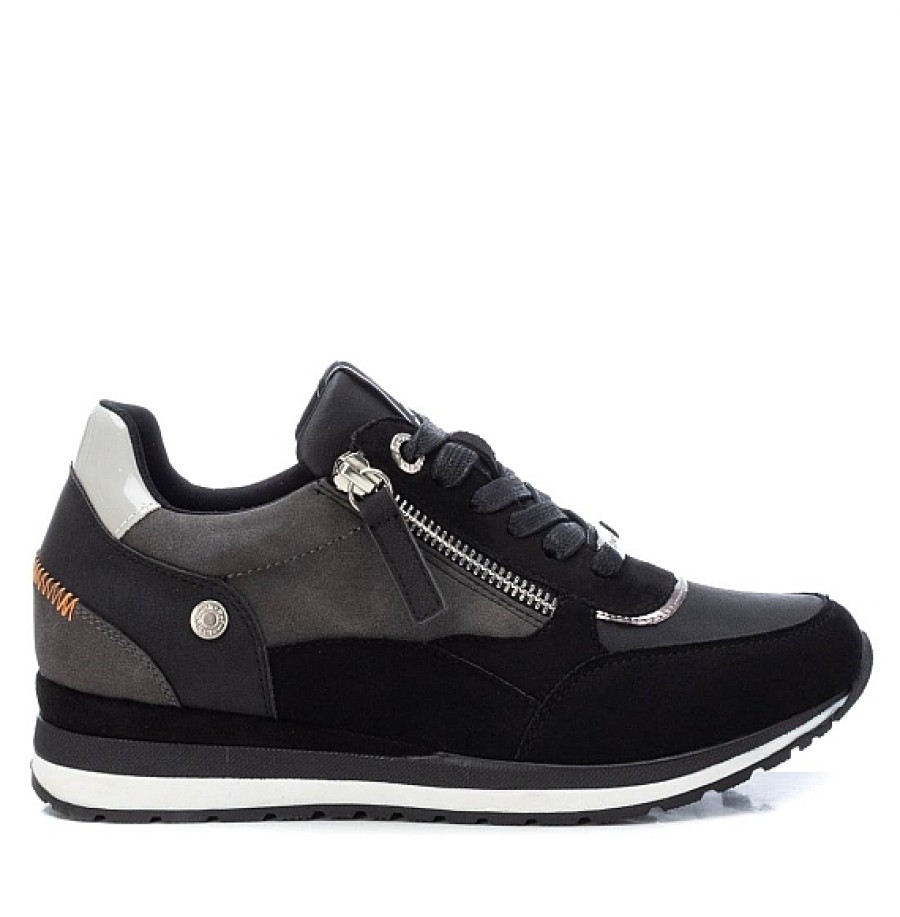 Mujer REFRESH SHOES | Sneaker Cremallera Y Cordones Negra