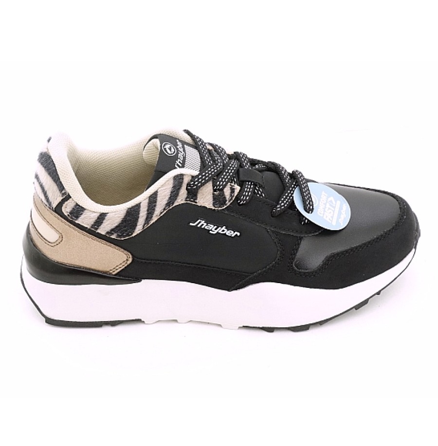 Mujer J HAYBER | Negro Cebra Sneaker Cordones J.Hayber Chesol