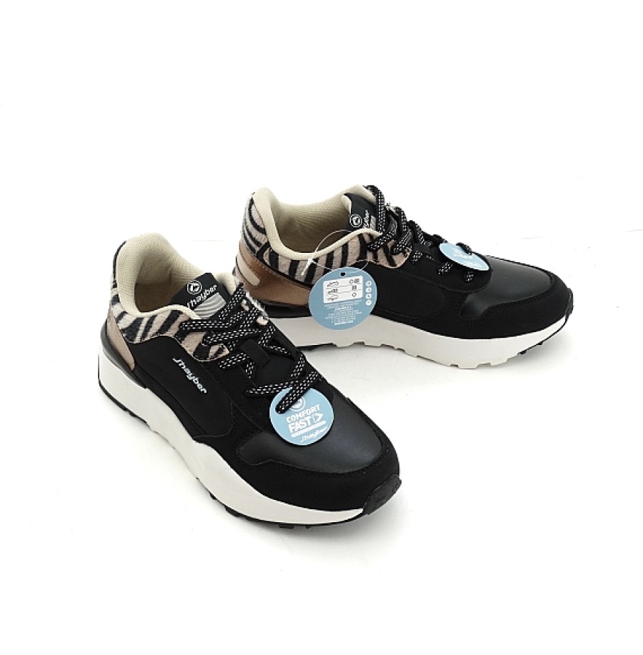 Mujer J HAYBER | Negro Cebra Sneaker Cordones J.Hayber Chesol