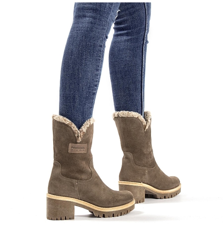 Mujer PANAMA JACK | Bota 1/2 Cana Con Tacon Piel Velour Forro Pelo Prim Panama Jack