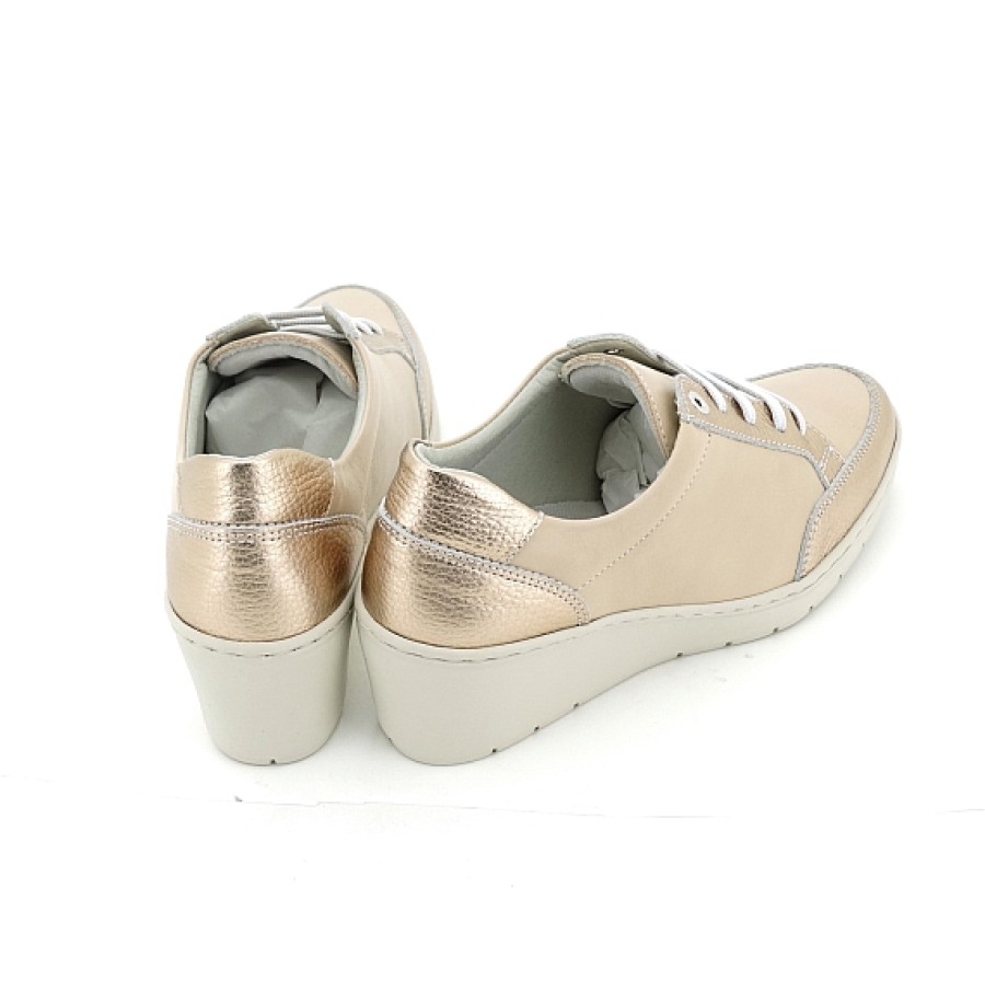 Mujer NOTTON | Nude Piel Zapato Cuna Cordones Ancho Especial Plantilla Extraible