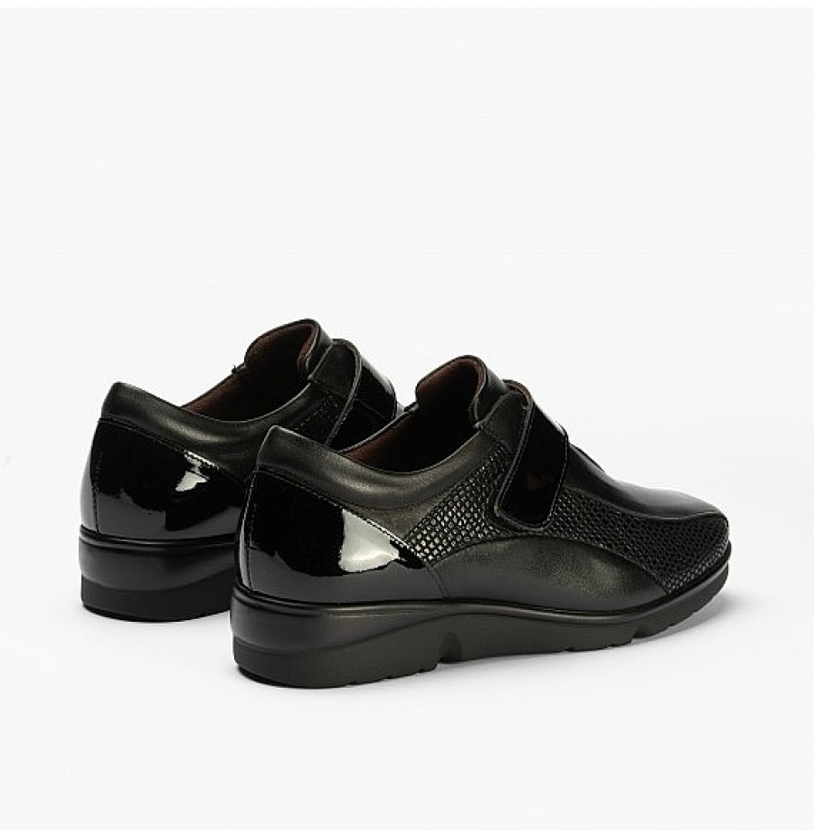 Mujer PITILLOS | Negro Zapato Confort Piel Con Velcro Pitillos