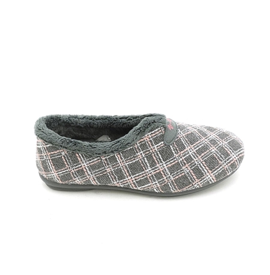Mujer VULCA BICHA | Gris Zapatilla Cerrada Pico Pespuntes Rombos