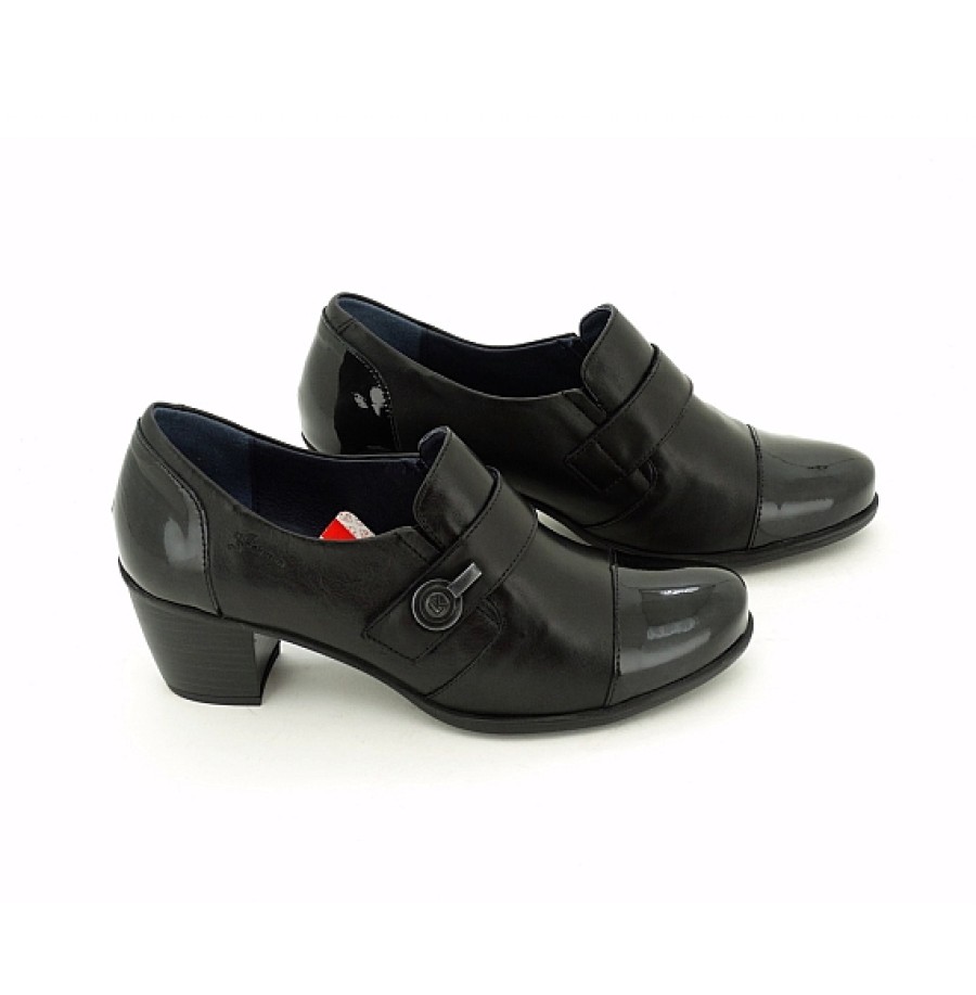 Mujer FLUCHOS | Zapato Piel Con Tacon Y Detalles De Charol
