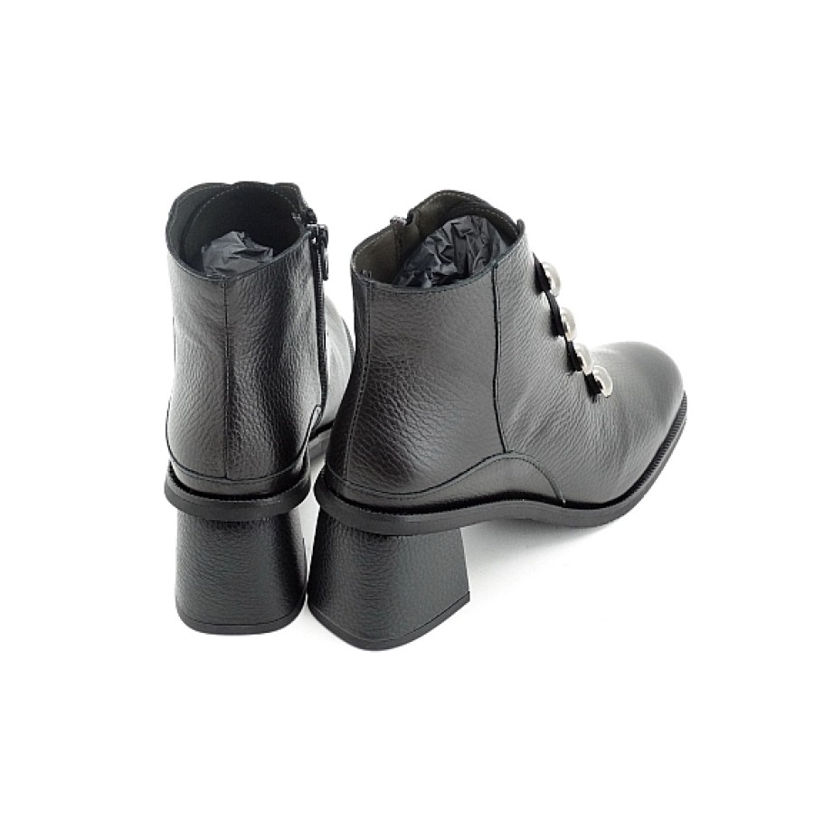 Mujer JOSE SAENZ | Negro Botin Piel Con Tacon Botones Y Elasticos