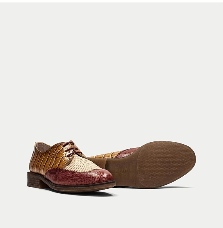 Mujer HISPANITAS | Zapato Cordones Piel Combi Arcilla Londres Hispanitas