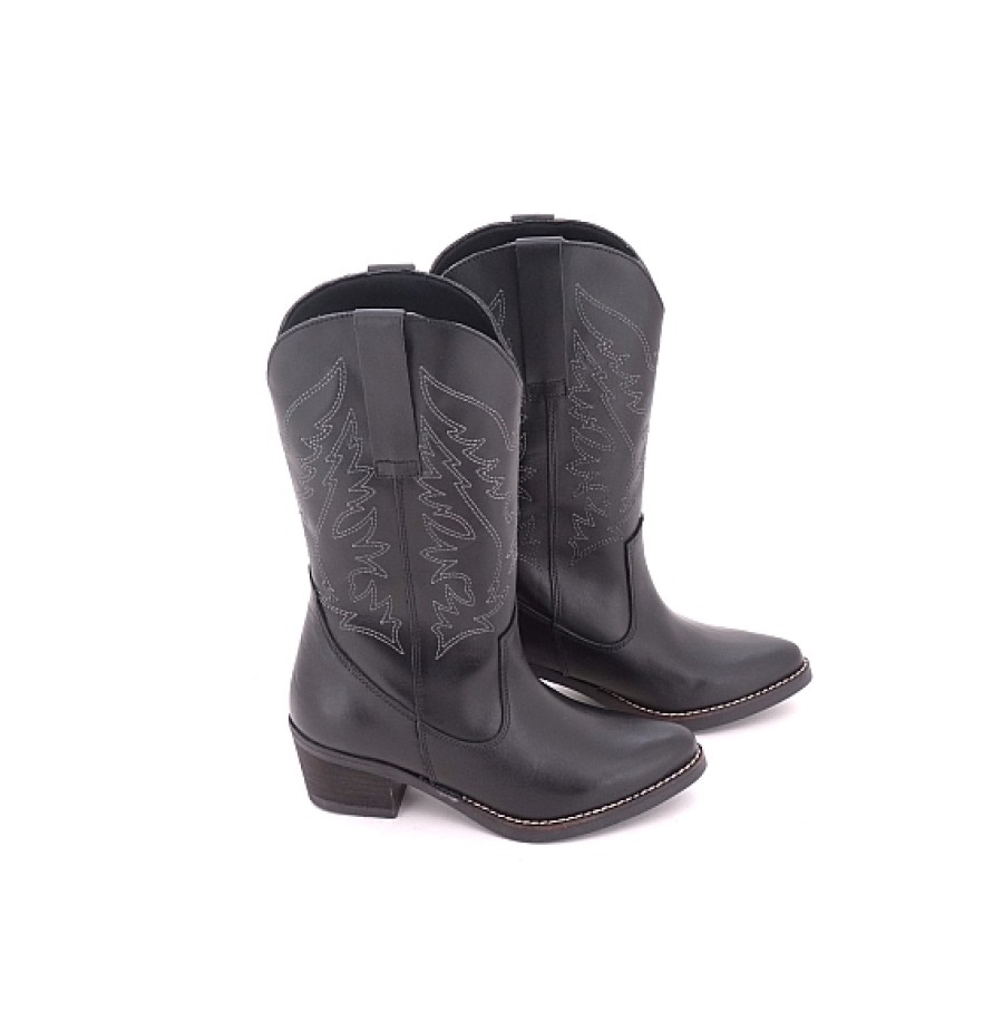Mujer MARISCAL | Bota Cowboy Clasica Piel Negra