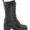 Mujer D'ANGELA | Negra Bota Cordones Tacon Ancho