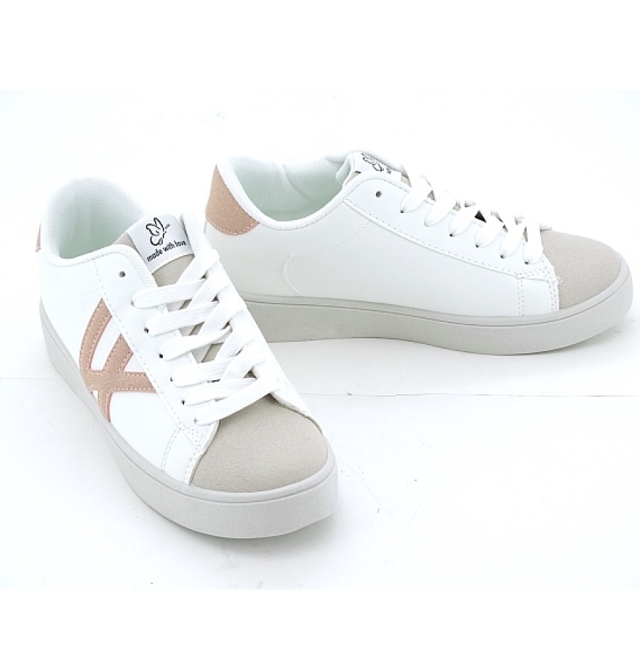 Mujer DAVINIA | Blanca Combi Rosa Zapatilla Deportiva Clasica