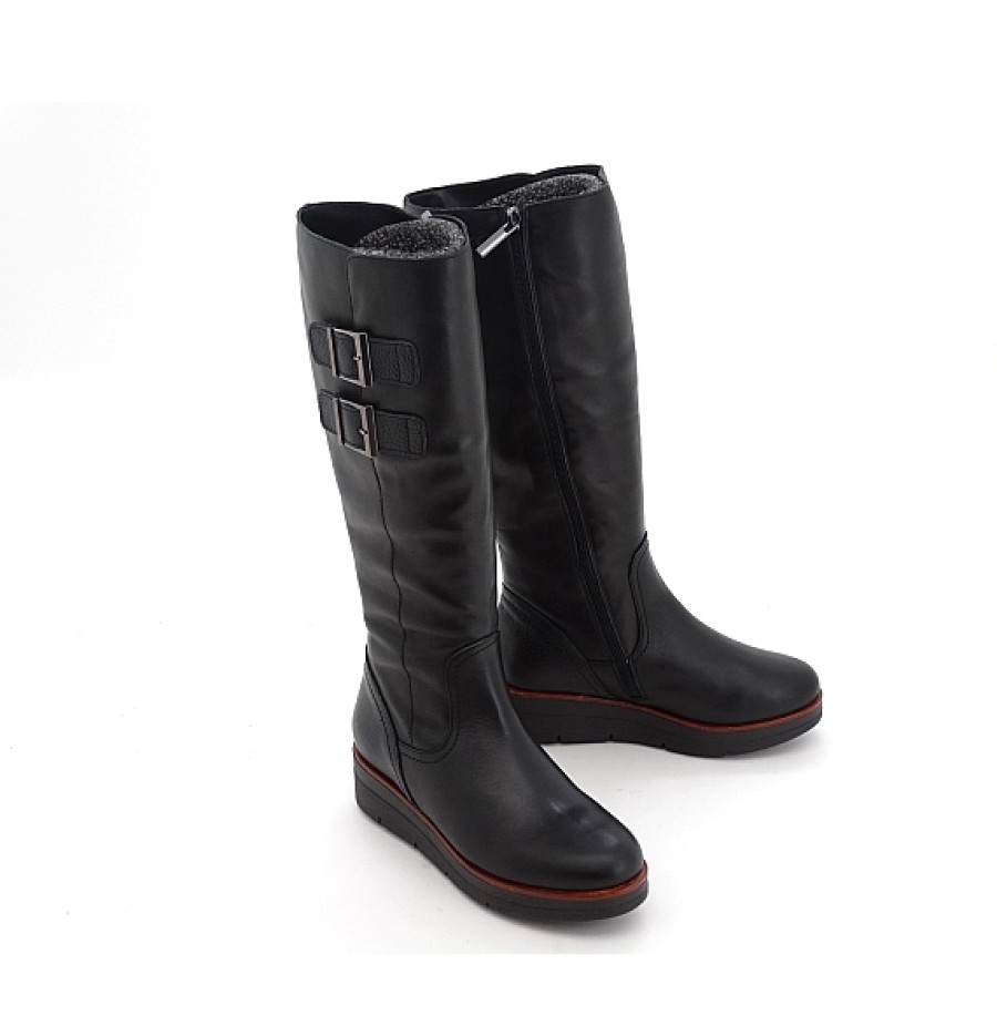 Mujer MODA BELLA | Bota Alta Piel 2 Hebillas Piso Cuna Sport