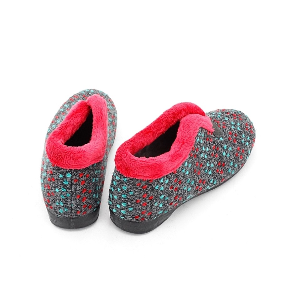 Mujer KARONTE | Zapatilla Cerrada Pelo Fuxia Escote Pico