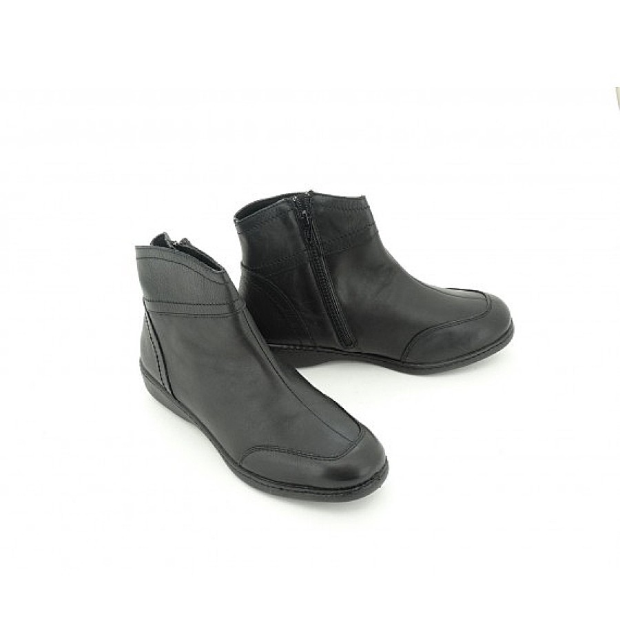 Mujer MOTIVE | Negro Botin Piel Cremallera Piso Goma