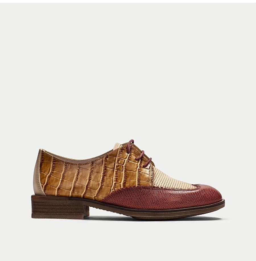 Mujer HISPANITAS | Zapato Cordones Piel Combi Arcilla Londres Hispanitas